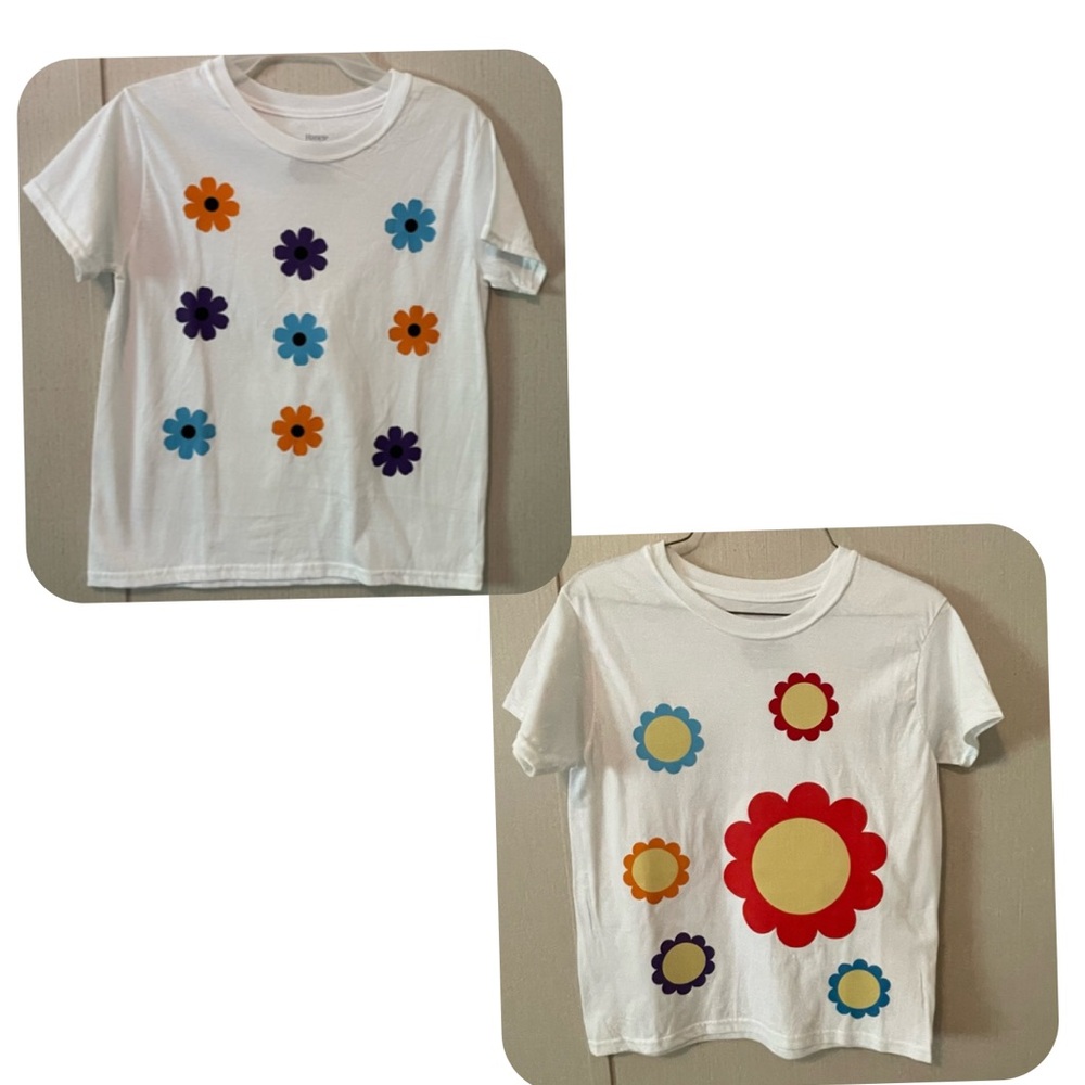 Two Colorful Floral Little Girls T-Shirts